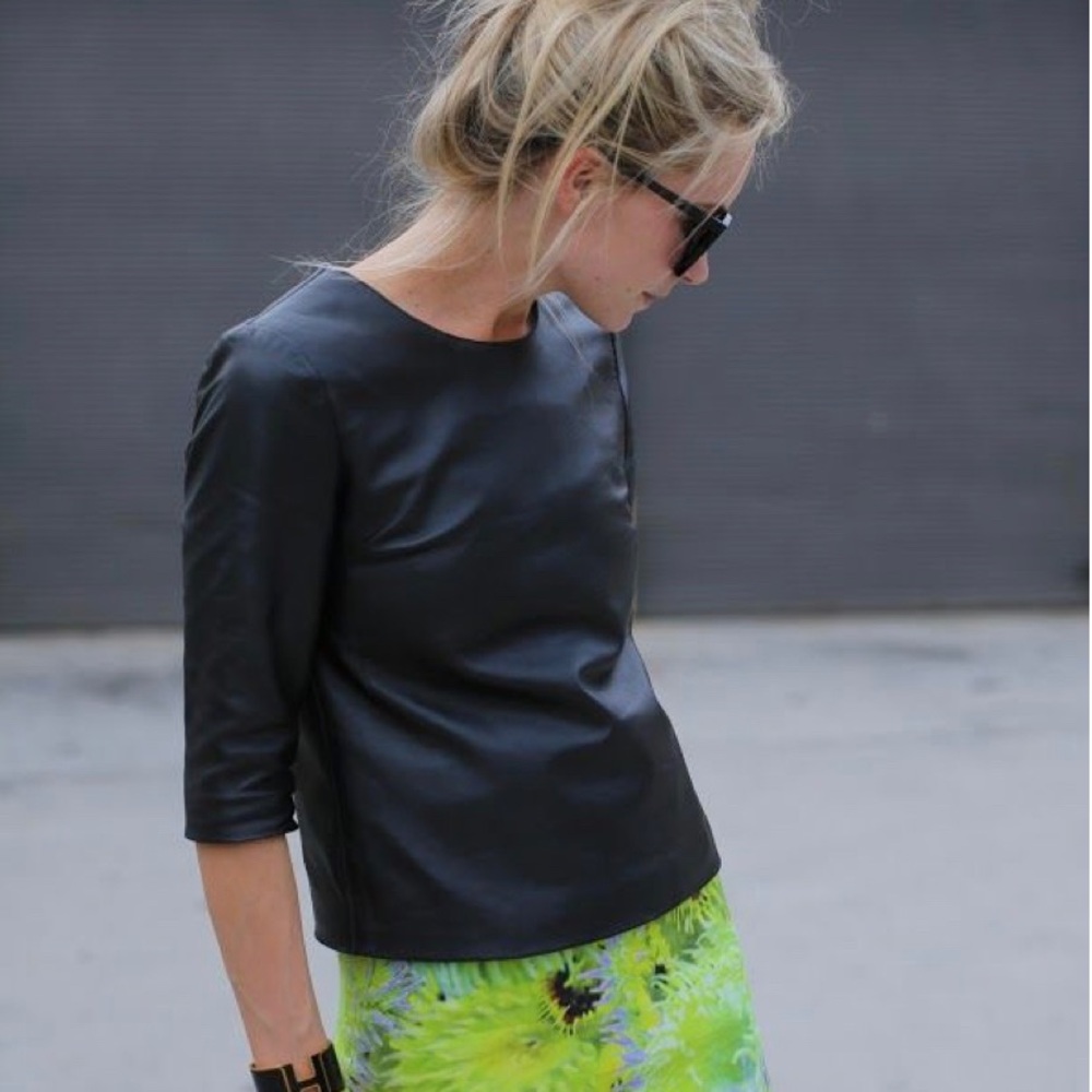 Iris and Ink black leather top size 6